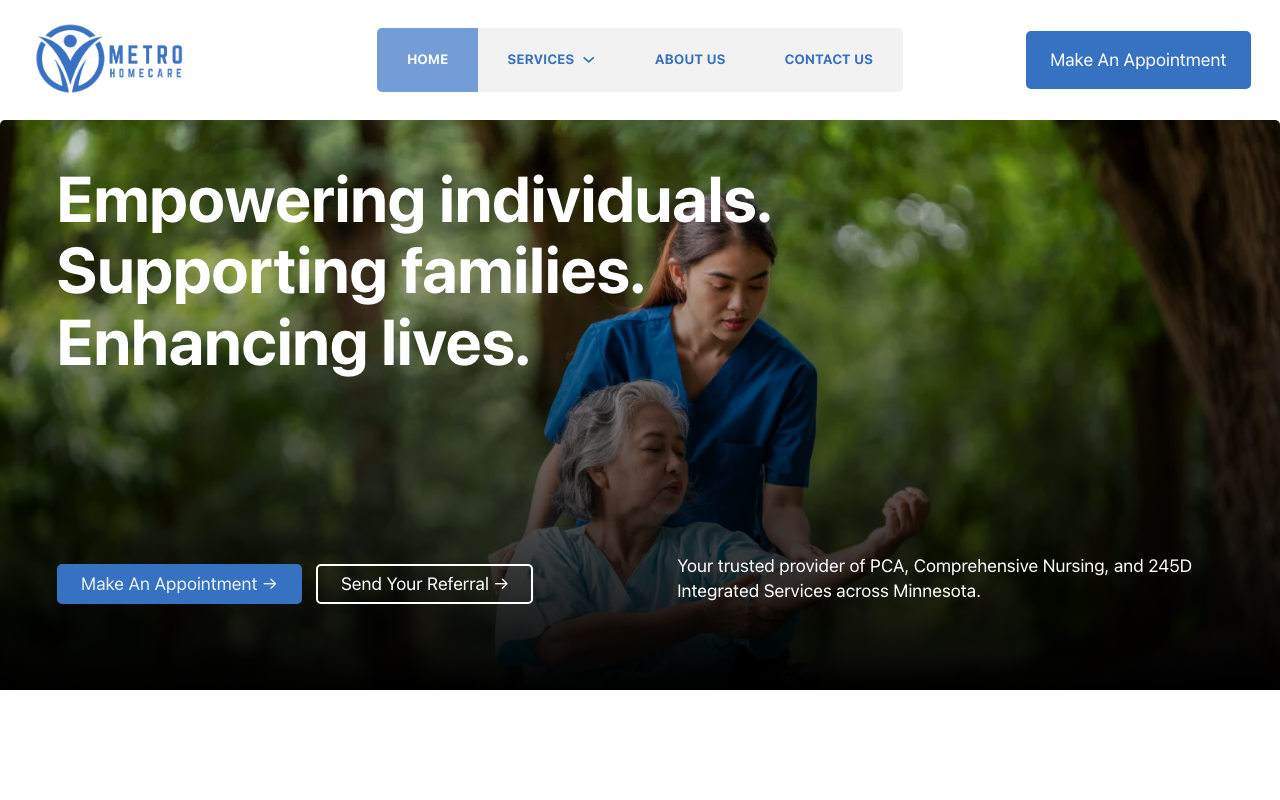 Metro Home Care website