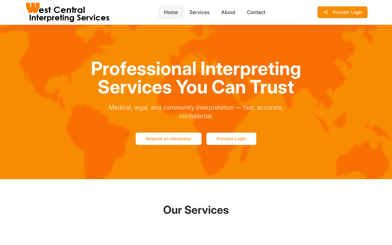 West Central Interpreting Services website